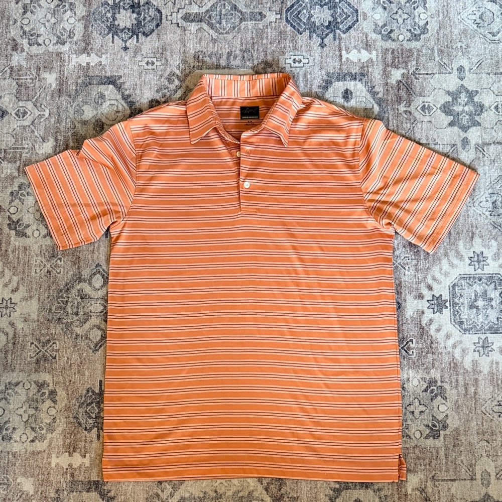 Greg Norman Collection Orange Striped Polo Shirt